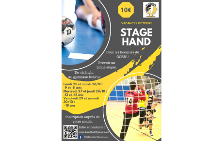 Stage de hand vacances d'octobre